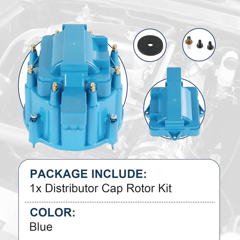 JDMSPEED HEI Distributor Cap and Rotor Replacement For K549 SBC 283 305 307 327 350 400 BBC 454 396 427 Blue Male Large Distributor Cap Rotor Kit - Image 4